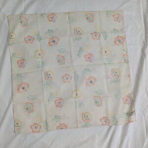 vintage glentex scarf cotton blend floral yellow cream 20.75" x 21"